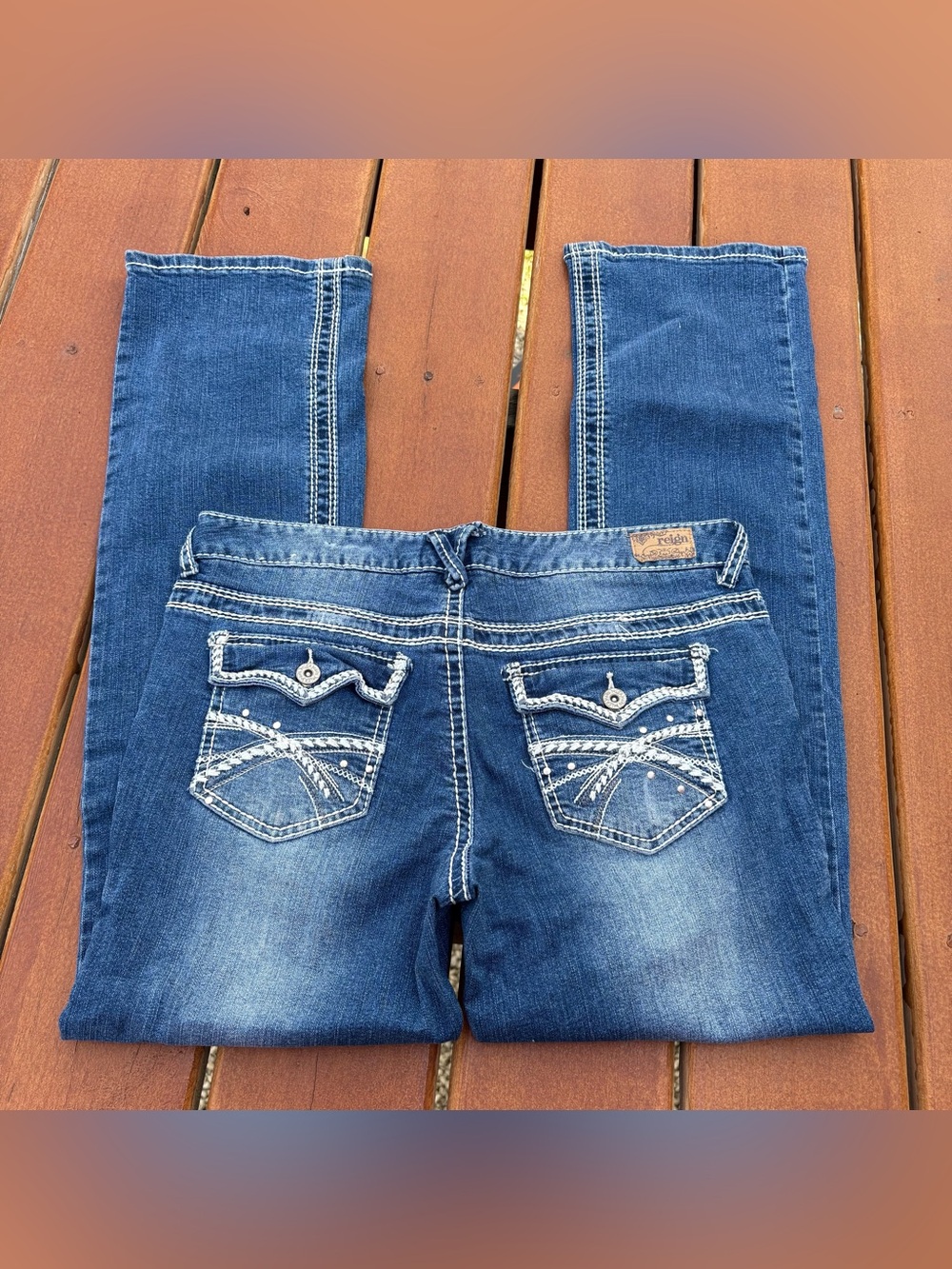 Reign Y2K Western Cowgirl Bootcut Jeans with Embellished Back Pockets